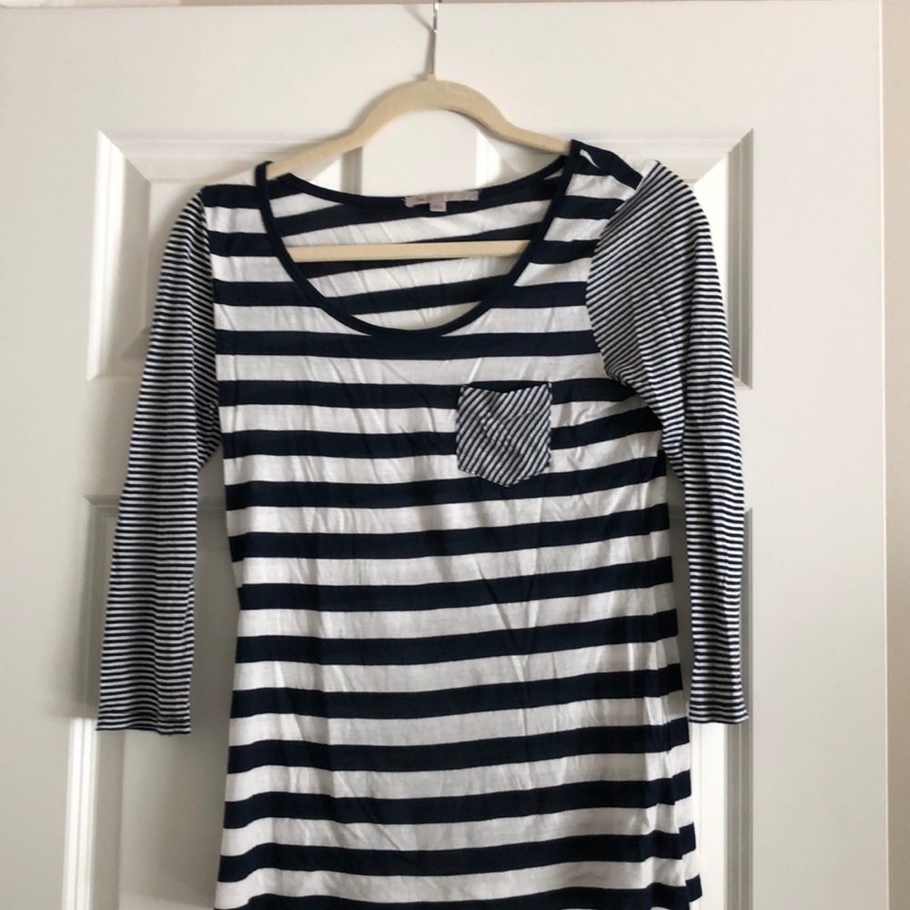 Navy& White 3/4 sleeve blouse